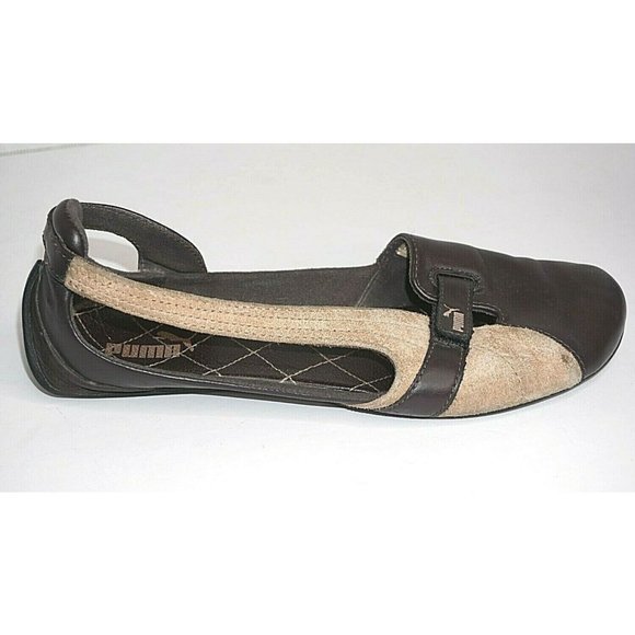 Puma 9 Brown Tan Leather Suede Shoes hook Loop